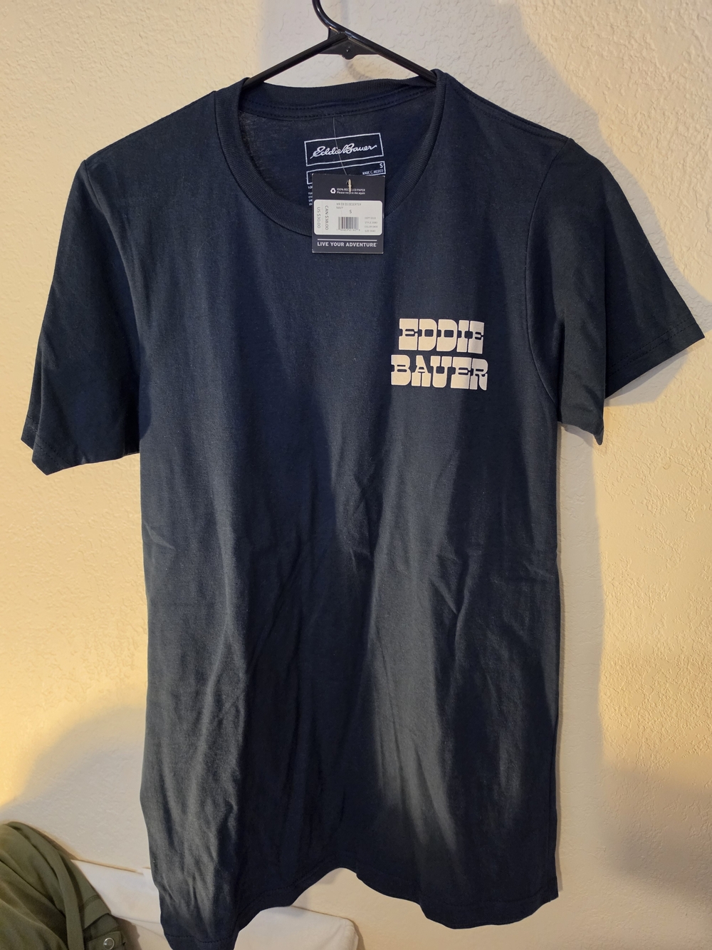 Eddie Bauer Navy Short Vw Bus Camper Sleeve Tee with White Chest Logo